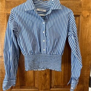Thakoon Blue and White Striped Button-Up Shirt
